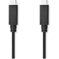 Nedis USB-Kabel | USB 3.2 Gen 2x2 | USB-C Male | USB-C Male | 240 W | 8K@30Hz | 20 Gbps | Vernikkeld | 1.00 m | Rond | PVC | Zwart | Label - - thumbnail