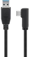 Goobay 66501 USB 3.0 naar USB C kabel 1 m / 15 W mobiele telefoon kabel / 90 graden USB C hoekstekker/oplaadkabel 5 Gbits SuperSpeed/USB Type C mobiele telefoon Samsung Sony/zwart / 1 meter - thumbnail