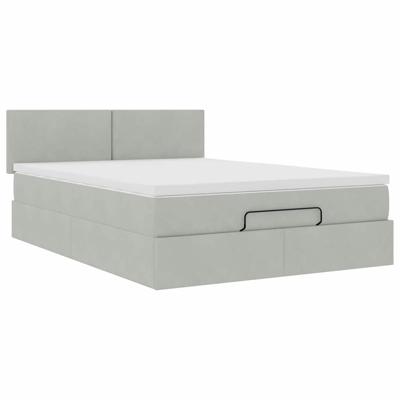 Ottoman bed met matras en LED's 160x200cm fluweel lichtgrijs