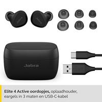 Jabra Elite 4 Active In-Ear Bluetooth Earbuds - volledig draadloze oordopjes met Secure Active Fit, 4 ingebouwde microfoons, Active Noise Cancellation, aanpasbare HearThrough-technologie - Zwart - thumbnail