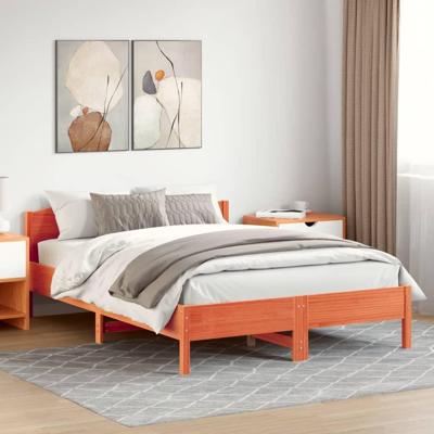 Bedframe zonder matras massief grenenhout wasbruin 150x200 cm Bedframe zonder matras massief grenenhout wasbruin 150x200 cm