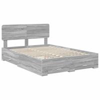Bedframe met hoofdeinde Grijs Sonoma 140 x 200 cm Bewerkt hout - thumbnail