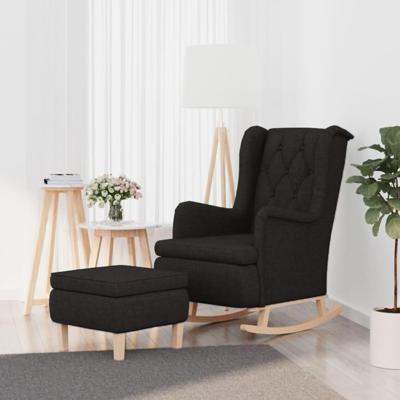 Fauteuil met schommelpoten en voetenbank stof zwart