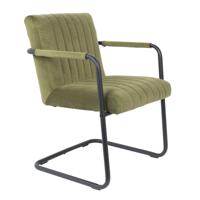 Dutchbone Stitched armstoel velvet olive - thumbnail