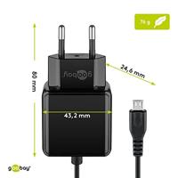 Micro-USB voeding compleet - Micro-USB oplader - USB 2.0 micro stekker - 1m - 3000mA - 15 Watt - 5V - Zwart - thumbnail