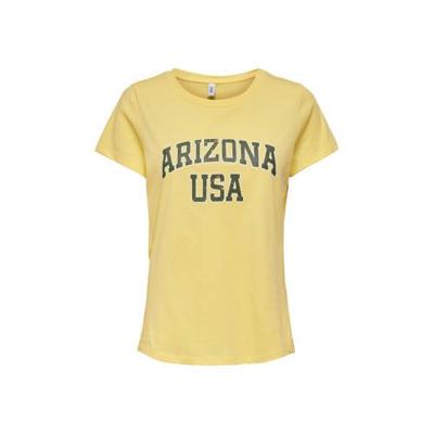 ONLY T-shirt ONLARIZ met tekst geel