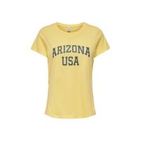 ONLY T-shirt ONLARIZ met tekst geel - thumbnail