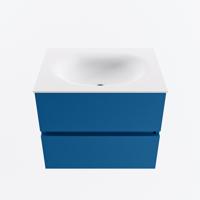 MONDIAZ VICA 60cm badmeubel onderkast Jeans 2 lades. Wastafel MOON midden 1 kraangat, kleur Talc. - thumbnail