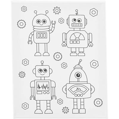 Creativ Company Schildercanvas met print, robots , d: 1,6 cm, afm 24x30 cm, 360 gr, 1 stuk