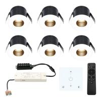 Set van 6 Betty LED Mini Inbouwspots met Trafo en Muurdimmer - 12 Volt 3 Watt 140 lumen - Dimbaar - Plat 37mm - 2700K - IP44 waterdicht - Wit - thumbnail