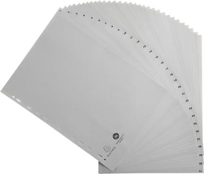 Exacompta tabbladen numeriek voor ft A4, uit PP, 31 tabs, grijs