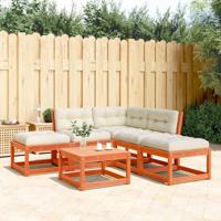 5-delige Loungeset met kussens massief grenenhout wasbruin - thumbnail