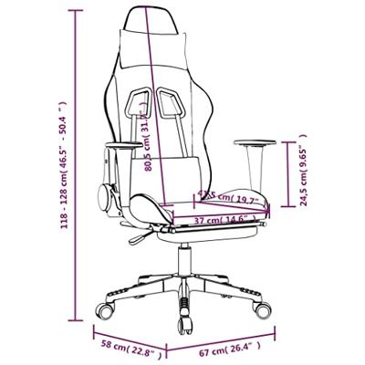 Gamestoel met voetensteun kunstleer zwart en goudkleurig