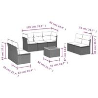 8-delige Loungeset met kussens poly rattan beige - thumbnail