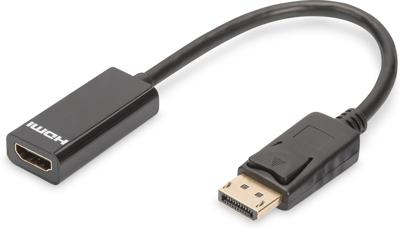 Digitus DB-340400-001-S DisplayPort / HDMI Adapter [1x DisplayPort stekker - 1x HDMI-bus] Zwart Rond, Afgeschermd (dubbel), Afsluitbaar 15.00 cm