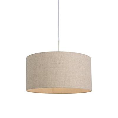 QAZQA Landelijke hanglamp wit met katoenen kap lichtgrijs 50 cm - QAZQA Landelijke hanglamp wit met katoenen kap lichtgrijs 50 cm -