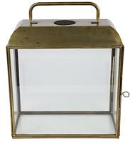 Luxury label windlicht Viktor 14 x 33,5 cm staal roestbruin - thumbnail