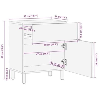 Nachtkastje met lade Bruin 50 x 33 x 60 cm Massief acaciahout