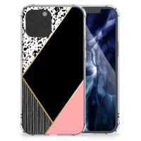 iPhone 12 Pro Max Shockproof Case Zwart Roze Vormen - thumbnail