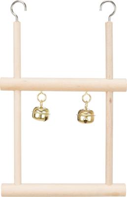 TRIXIE TRAPEZESCHOMMEL DUBBEL MET BEL HOUT 12X20 CM 4 ST