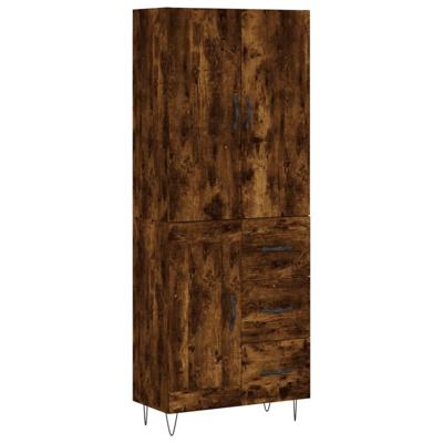 Hoge kast 69,5x34x180 cm bewerkt hout gerookt eikenkleurig