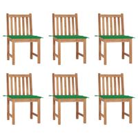 Tuinstoelen 6 st met kussens massief teakhout - thumbnail