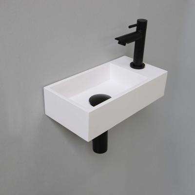 Fonteinset INK Versus 36x18x9 cm Polystone Glans Wit Met Kraangat Rechts Mat Zwart