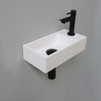 Fonteinset INK Versus 36x18x9 cm Polystone Glans Wit Met Kraangat Rechts Mat Zwart - thumbnail