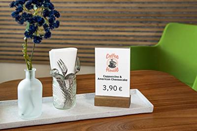 Sigel SI-TA252 Tafelstandaard A6 met Eiken Voet Transparant Sigel SI-TA252 Tafelstandaard A6 met Eiken Voet Transparant