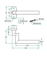 Gatdeel TESSA II gekropt rvs mat 8mm ovaal rozet - thumbnail