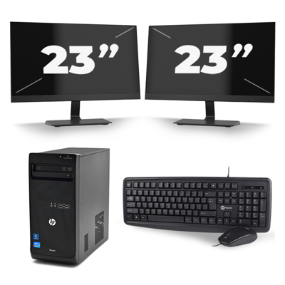 HP Pro 3400 Micro Tower - Intel Core i3-3e Generatie - 8GB RAM - 256GB SSD - Windows 10 + 2x 23 inch Monitor HP Pro 3400 Micro Tower - Intel Core i3-3e Generatie - 8GB RAM - 256GB SSD - Windows 10 + 2x 23 inch Monitor