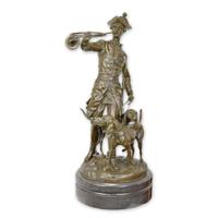 BRONZEN GROEP VAN LOUIS XV MET JACHTHONDEN - thumbnail