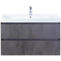 Maxx XL Badmeubelset 100 cm - Beton Antraciet - Wastafel Just 1 Kraangat - thumbnail