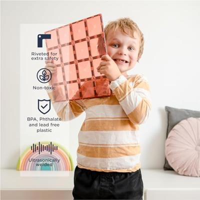 Connetix Base Plate Pastel Geel/Rood 2 stuks