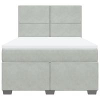Boxspring met matras fluweel lichtgrijs 160x200 cm - thumbnail