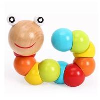 Houten kleur veelzijdige Twisty Caterpillar kinderen hersenen ontwikkeling educatief speelgoed - thumbnail