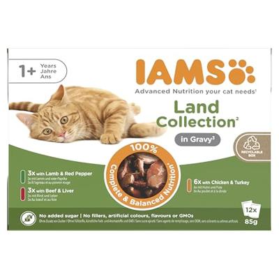 Iams Delights Adult Land Collection in gravy natvoer kat (12x85 g) 48 x 85 g