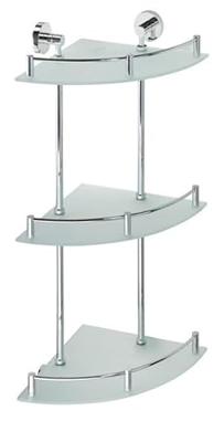 Drievoudige Glazen Hoekplank Sapho X-Round 25x67x25 cm Chroom Sapho