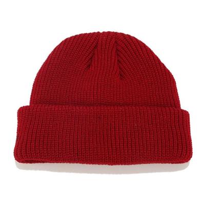 Effen kleuren korte winter brei Skullcap voor mannen/vrouwen maat: M (56-58cm) (rode wijn)