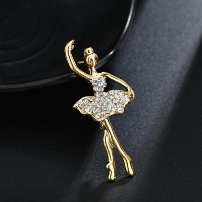 Kristallen bloem rok ballet danser Ballerina's broche (goud)