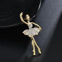 Kristallen bloem rok ballet danser Ballerina's broche (goud) - thumbnail