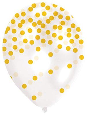 Ballonnen Transparant Pastel confetti print rond (6st)