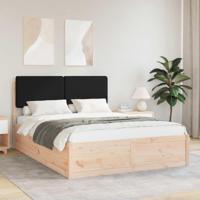 Bedframe met Gevoerd Hoofdgedeelte Zwart 140 x 190 cm - thumbnail