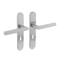 Intersteel Deurklink Hoek 90 graden op schild sleutelgat 56mm geborsteld RVS - thumbnail