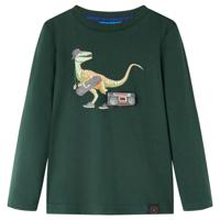 Kindershirt met lange mouwen dinosaurusprint 92 donkergroen - thumbnail