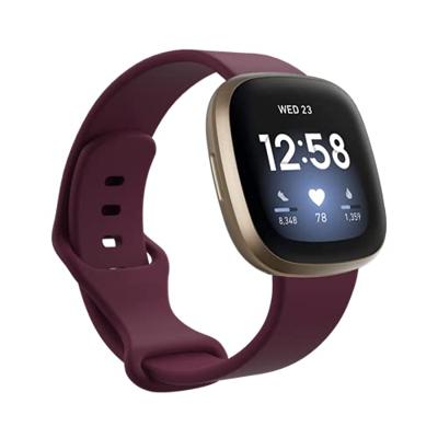 Fitbit Versa 3 & 4 / Sense 1 & 2 Sportbandje - Wijnrood - Maat: S/M