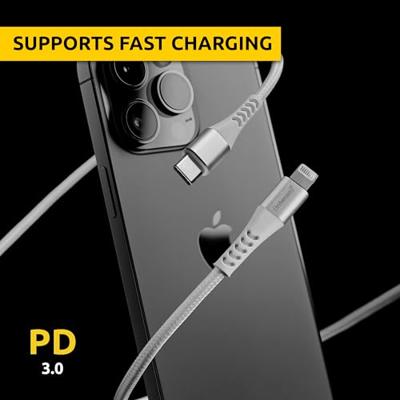 Intenso USB-kabel USB 2.0 USB-C stekker, Apple Lightning stekker 1.50 m Wit Stoffen mantel 7902002 - thumbnail