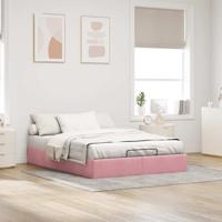 Ottoman bedframe zonder matras 140x190 cm fluweel roze - thumbnail