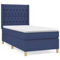 Boxspring met matras stof blauw 90x200 cm - thumbnail