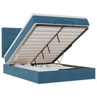 Ottoman bed met matrassen 140x190cm fluweel donkerblauw - thumbnail